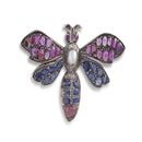 LOT:102 | A SAPPHIRE AND PEARL BUTTERFLY BROOCHThe...
