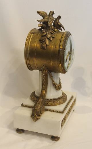 French, White Marble With Ormolu Mounts Clock Set or Garniture.  Circa 1900