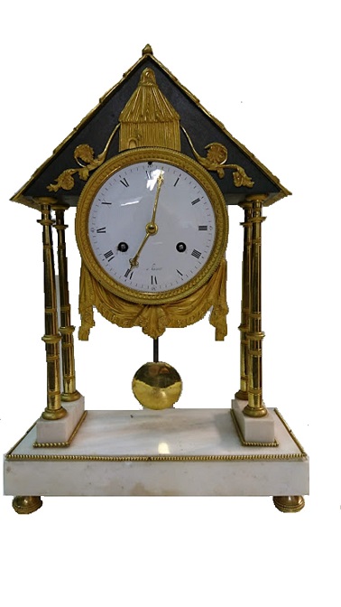 Early French Portico Clock.  Circa 1800.
